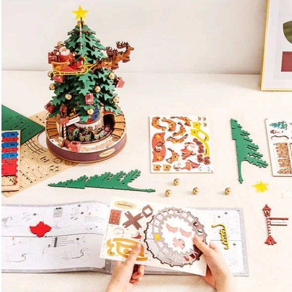 3D Puzzles For Adults, Wooden Music Box Christmas Melody Tree, 3D